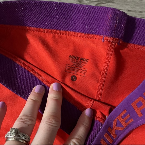 Nike Pro Womens Spandex Shorts Red Purple Size Large Stretch Dri-Fit - Picture 4 of 8
